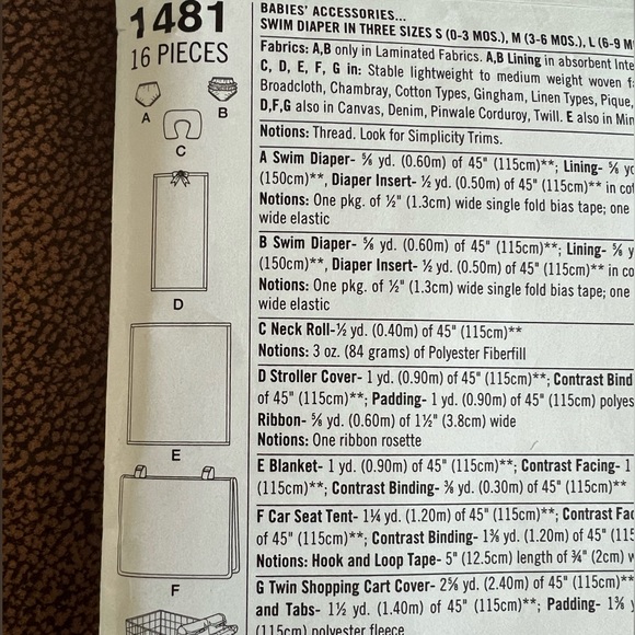 Babies' Accessories and Swim Diaper Simplicity
Sewing Pattern 1481 - Picture 2 of 3